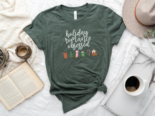 Holiday Romance Obsessed Bookish Tshirt, Avid Reader Gift, Smut Reader Shirt, Smutty Reader Shirt, Romance Author Shirt